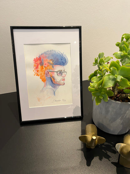 21x30cm Aquarell Porträt "Der Farbenflüsterer"